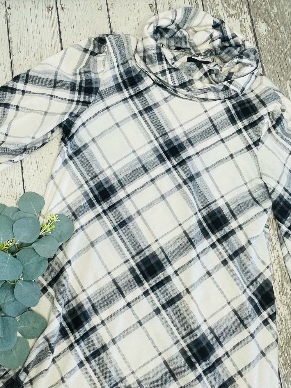 Chetta B Plaid Cowl Neck Swing Dress